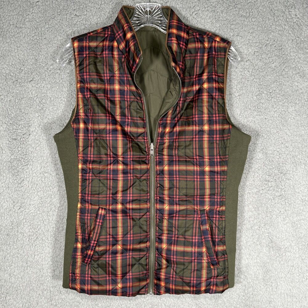 Grace & Lace Reversible Vest Jacket Women’s M Green or Plaid Full Zip
